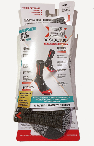 Носки X-SOCKS TREK SILVER SMU (; 39-41; E052 olive green / grey)